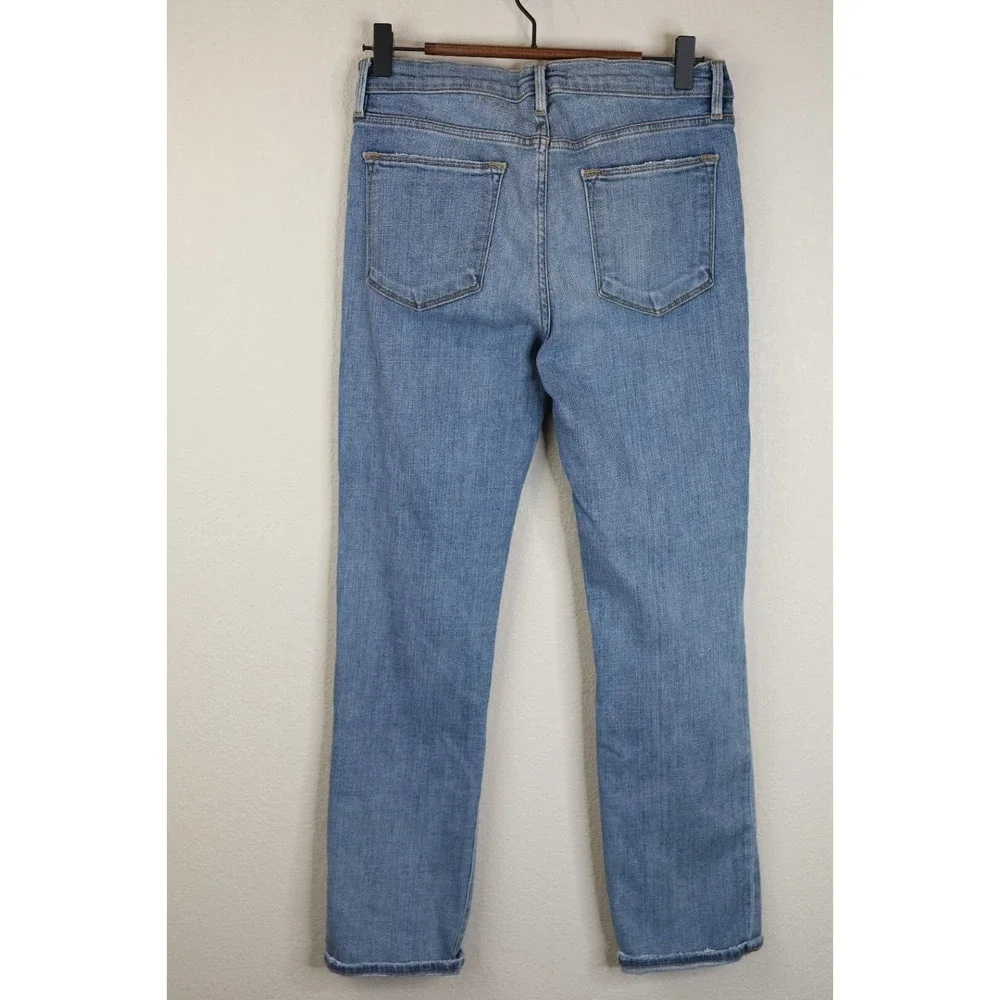 Frame Denim Womens Le‎ Debs High Ripped Straight Jeans Size 27 Distressed Denim